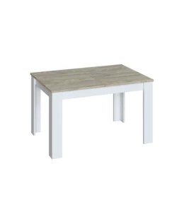 TAVOLO DA PRANZO ESTENSIBILE BIANCO E ROVERE, 140-190X90X78 CM